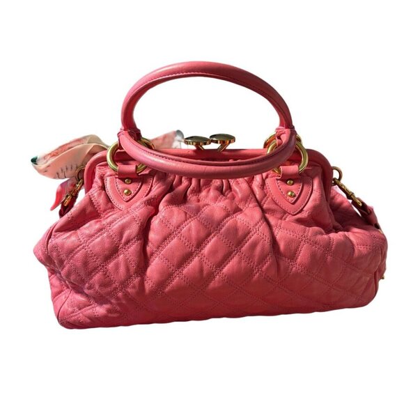Marc Jacobs Pink Quilted Leather The Stam Bag, Luxury Oversized Rare Barbiecore - Picture 3 of 16